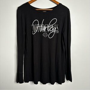 Harley-Davidson Motorclothes Women's Sz LG Elbow Cutout Top Ketchikan Alaska USA